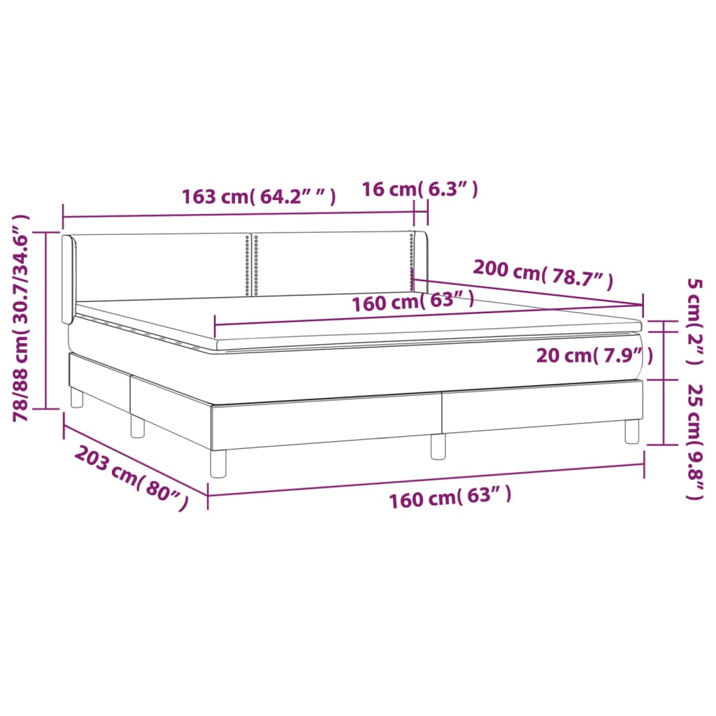 Giroletto a Molle con Materasso Grigio Scuro 160x200 cm Tessuto - homemem39