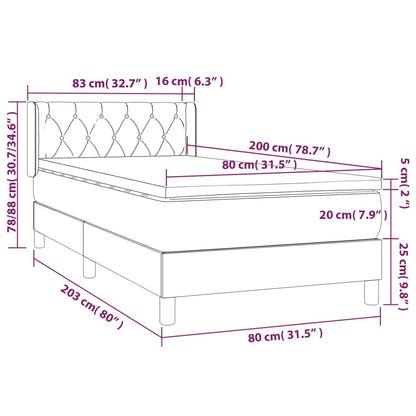 Giroletto a Molle con Materasso Grigio Scuro 80x200 cm Velluto - homemem39