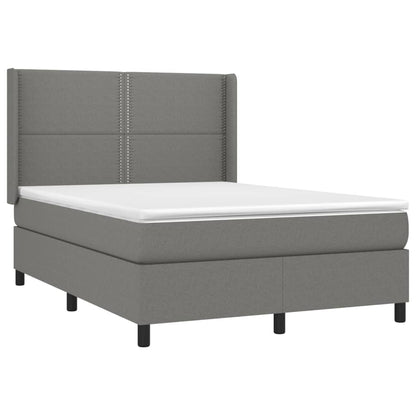 Letto a Molle Materasso e LED Grigio Scuro 140x190cm in Tessuto - homemem39