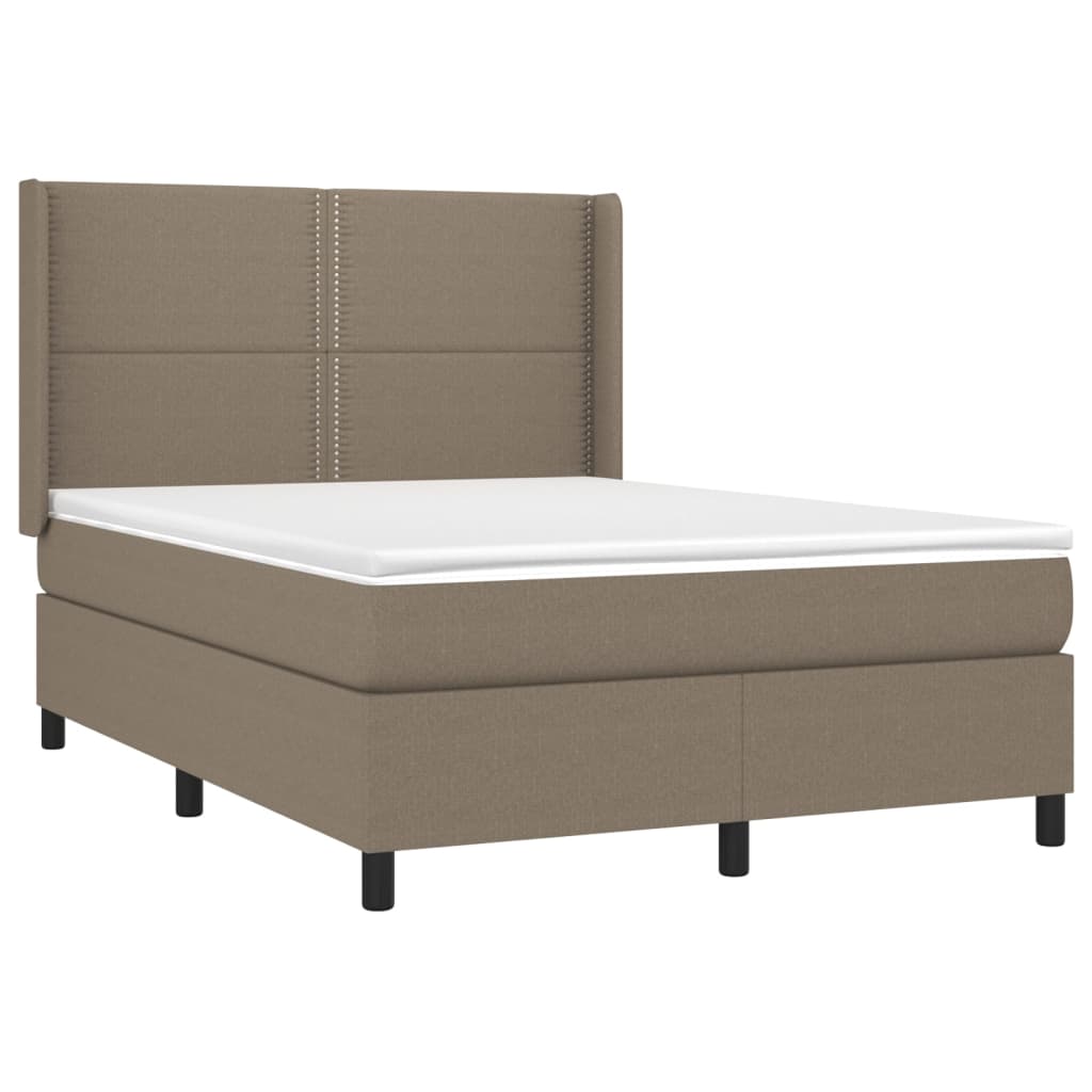 Letto a Molle con Materasso e LED Tortora 140x190 cm in Tessuto - homemem39