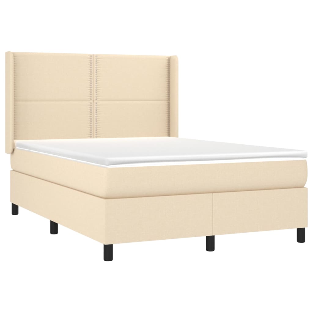 Letto a Molle con Materasso e LED Crema 140x200 cm in Tessuto - homemem39