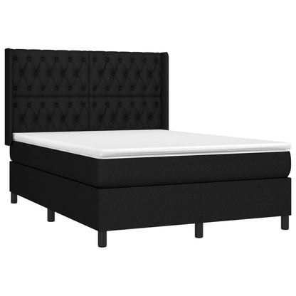 Letto a Molle con Materasso e LED Nero 140x190 cm in Tessuto - homemem39