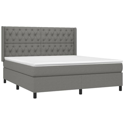 Letto a Molle Materasso e LED Grigio Scuro 160x200cm in Tessuto - homemem39