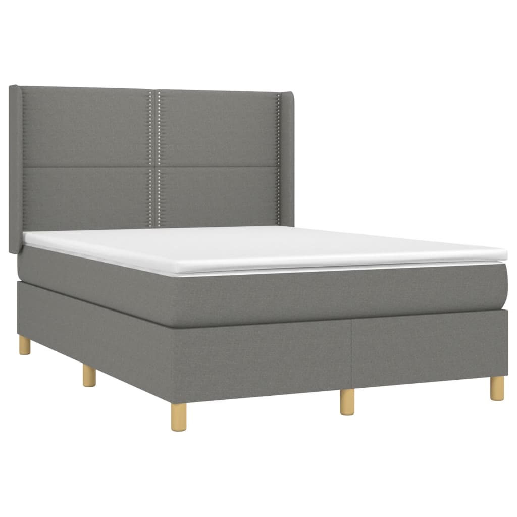 Letto a Molle Materasso e LED Grigio Scuro 140x190cm in Tessuto - homemem39