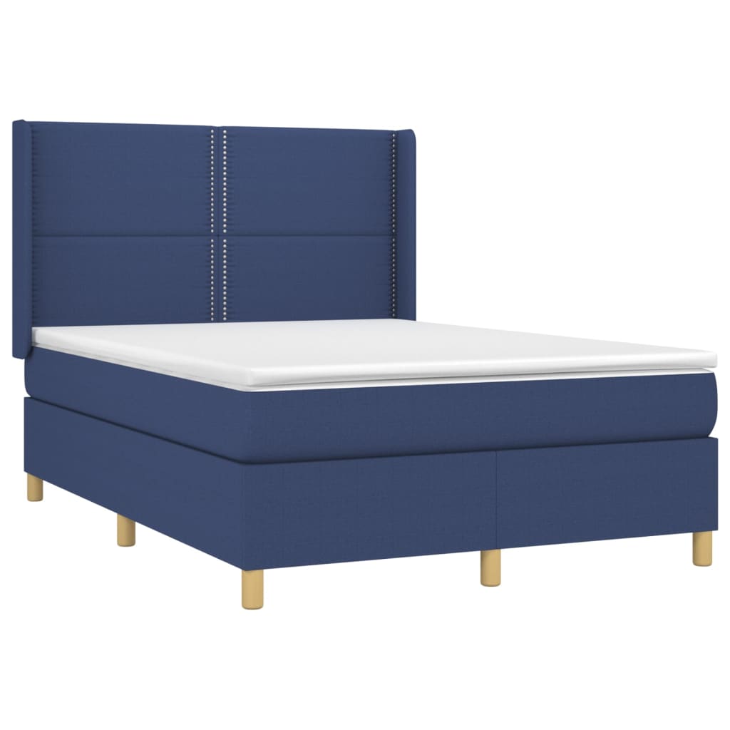 Letto a Molle con Materasso e LED Blu 140x190 cm in Tessuto - homemem39