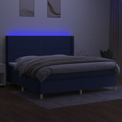 Letto a Molle Materasso e LED Blu 200x200cm in Tessuto - homemem39