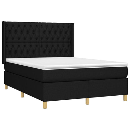 Letto a Molle con Materasso e LED Nero 140x190 cm in Tessuto - homemem39