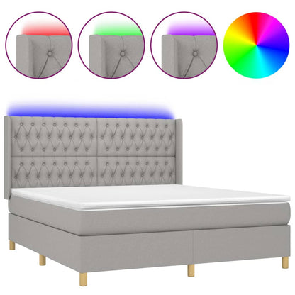 Letto a Molle Materasso e LED Grigio Chiaro 160x200 cm Tessuto - homemem39