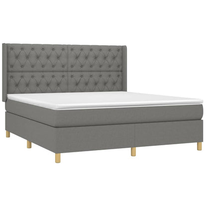 Letto a Molle Materasso e LED Grigio Scuro 160x200cm in Tessuto - homemem39