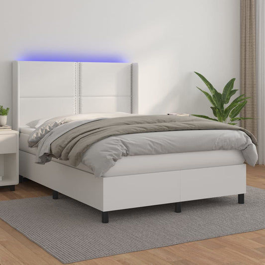 Giroletto Molle con Materasso e LED Bianco 140x190cm Similpelle - homemem39