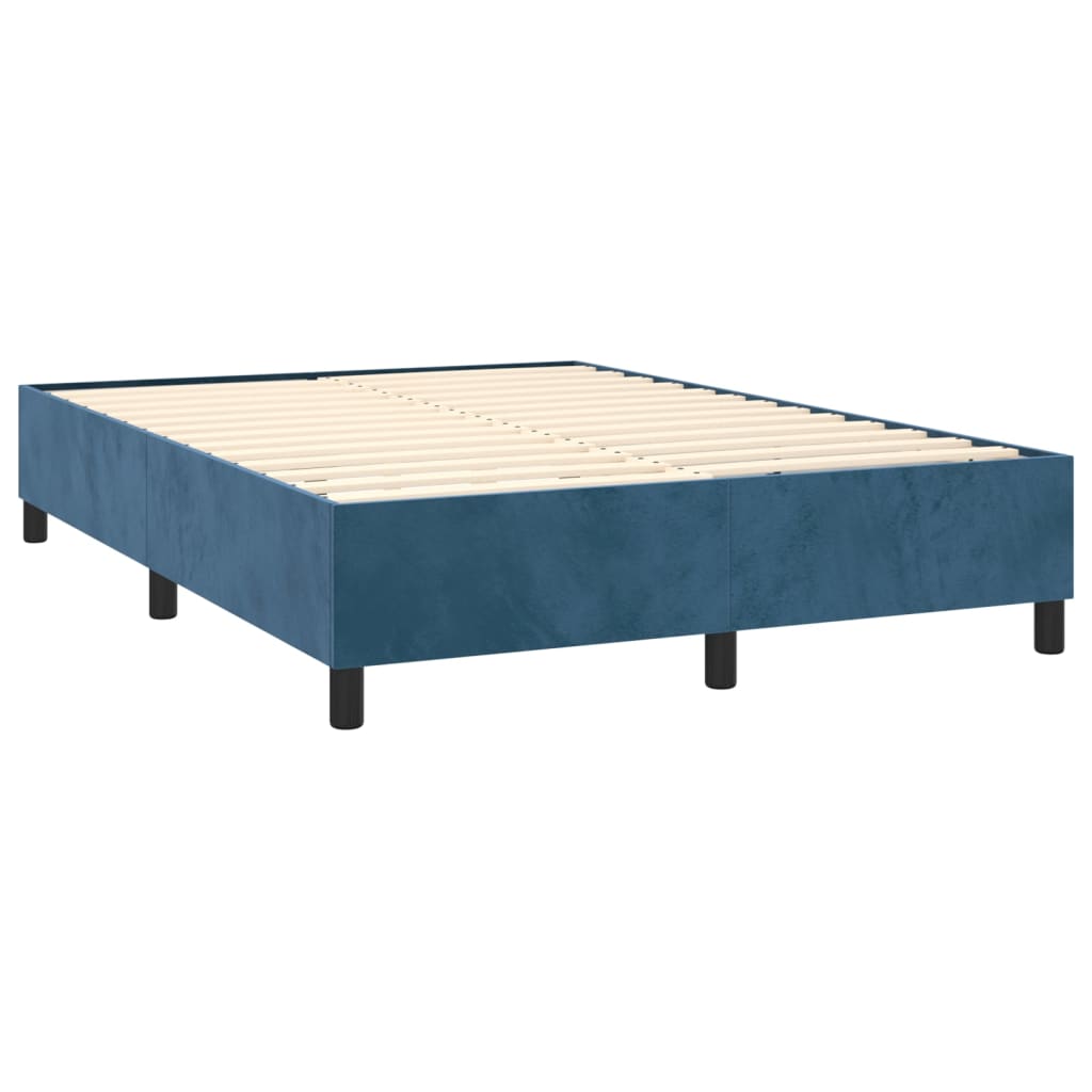 Letto a Molle con Materasso e LED Blu Scuro 140x200 cm - homemem39