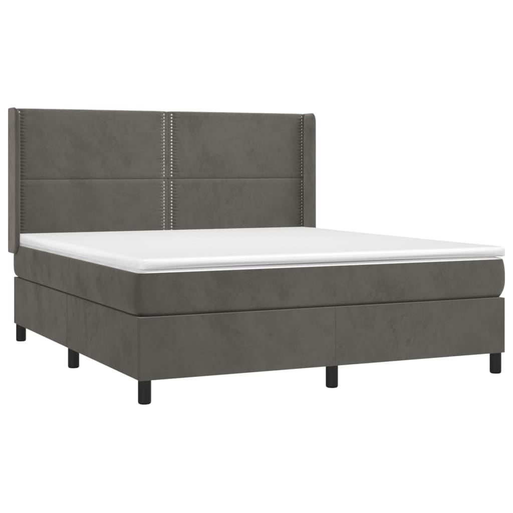 Letto a Molle con Materasso e LED Grigio Scuro 160x200 cm - homemem39