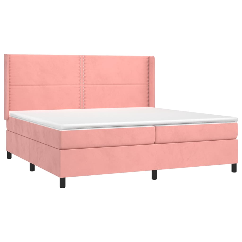 Letto a Molle con Materasso e LED Rosa 200x200 cm in Velluto - homemem39