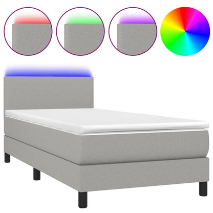 Letto a Molle Materasso e LED Grigio Chiaro 80x200 cm Tessuto - homemem39