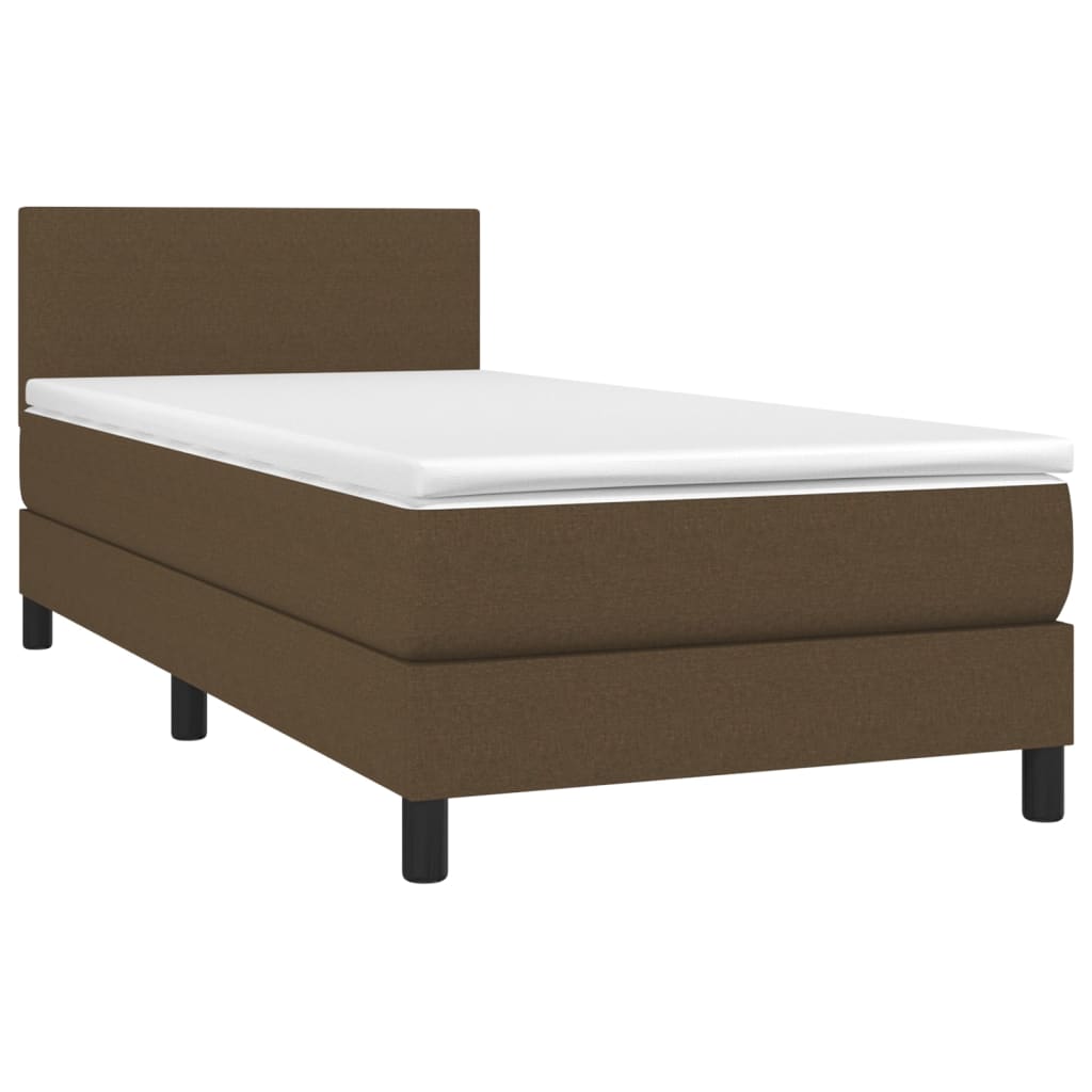 Letto a Molle Materasso e LED Marrone Scuro 90x200cm in Tessuto - homemem39