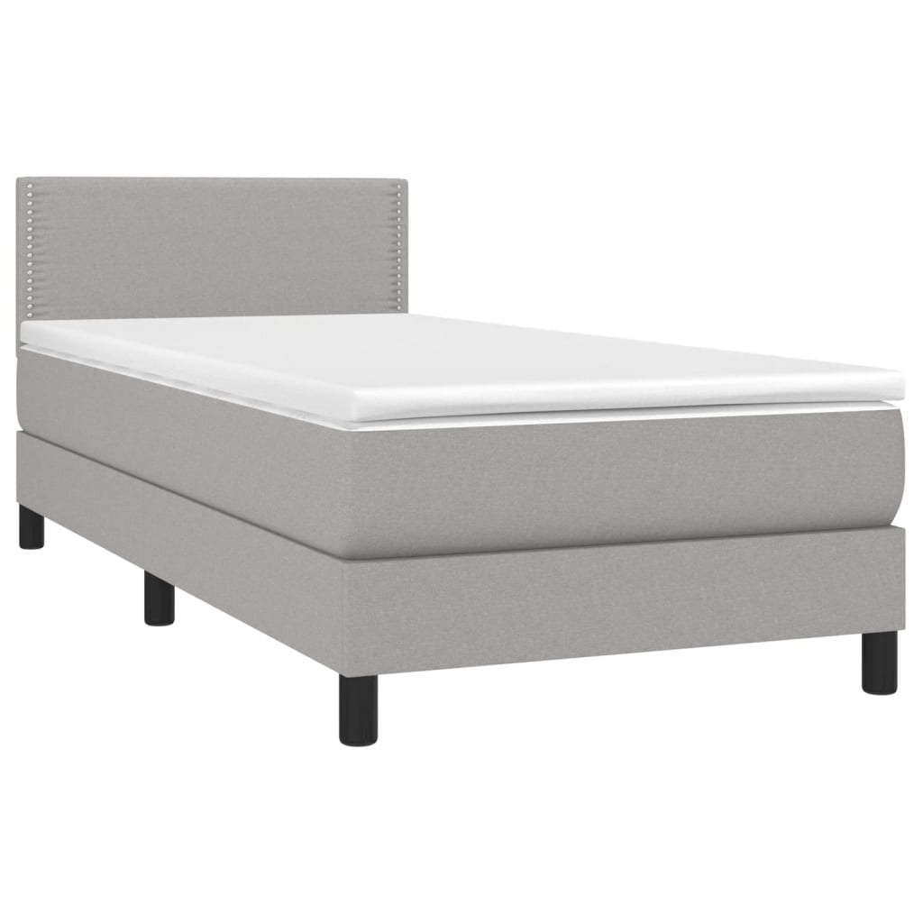 Letto a Molle Materasso e LED Grigio Chiaro 80x200 cm Tessuto - homemem39