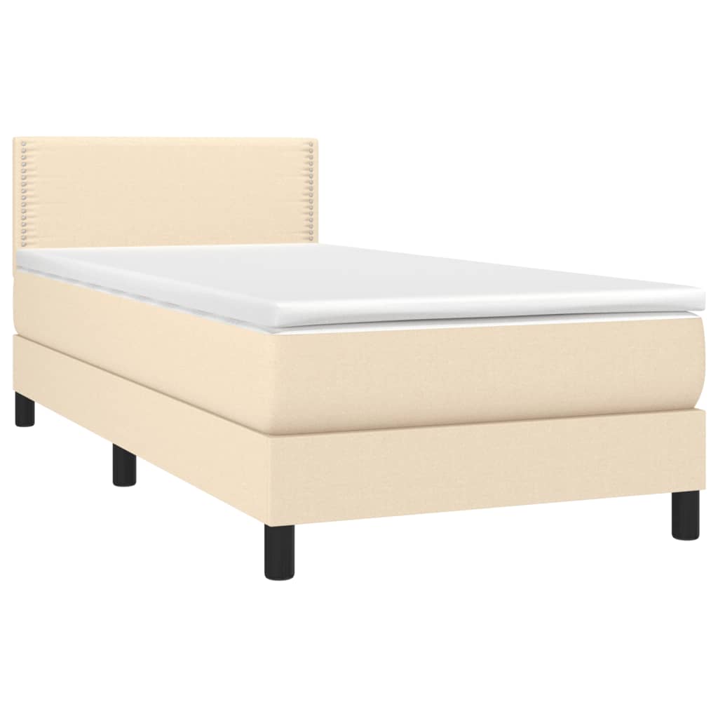 Letto a Molle con Materasso e LED Crema 90x190 cm in Tessuto - homemem39