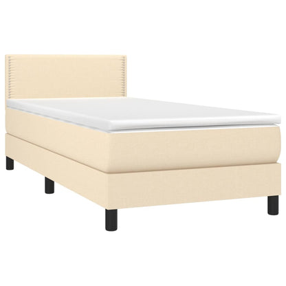 Letto a Molle con Materasso e LED Crema 90x200 cm in Tessuto - homemem39