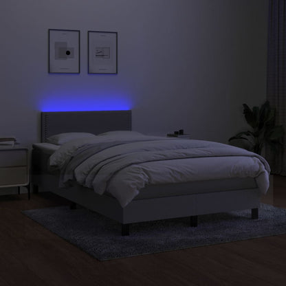 Letto a Molle Materasso e LED Grigio Chiaro 120x200 cm Tessuto - homemem39