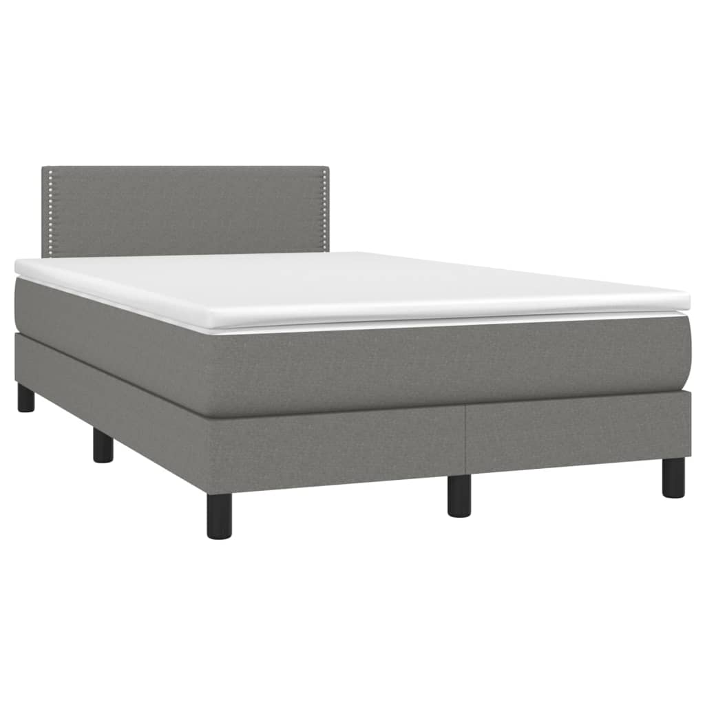 Letto a Molle Materasso e LED Grigio Scuro 120x200cm in Tessuto - homemem39