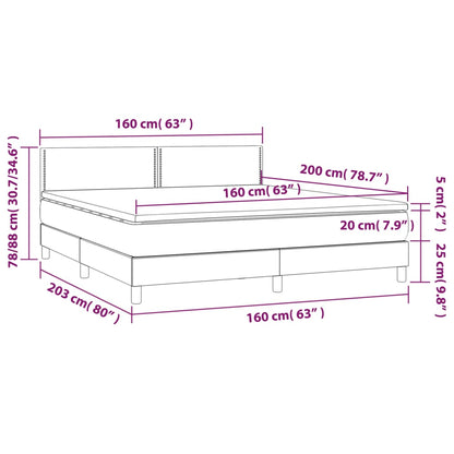 Letto a Molle Materasso e LED Grigio Chiaro 160x200 cm Tessuto - homemem39