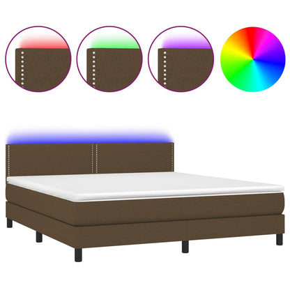 Letto a Molle Materasso e LED MarroneScuro 180x200cm in Tessuto - homemem39