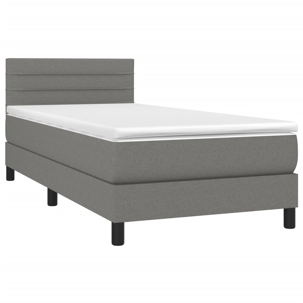 Letto a Molle Materasso e LED Grigio Scuro 80x200 cm in Tessuto - homemem39