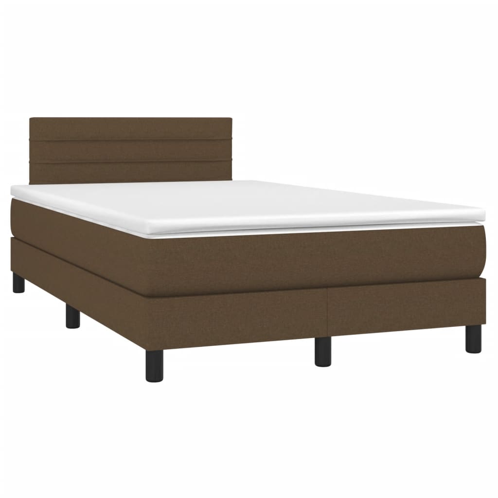 Letto a Molle Materasso e LED Marrone Scuro 120x200 cm Tessuto - homemem39