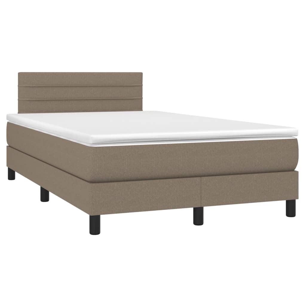 Letto a Molle con Materasso e LED Tortora 120x200cm in Tessuto - homemem39