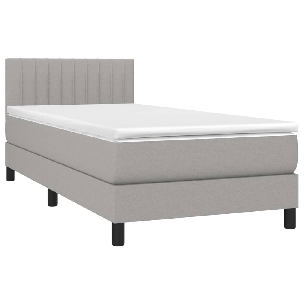 Letto a Molle Materasso e LED Grigio Chiaro 90x200 cm Tessuto - homemem39