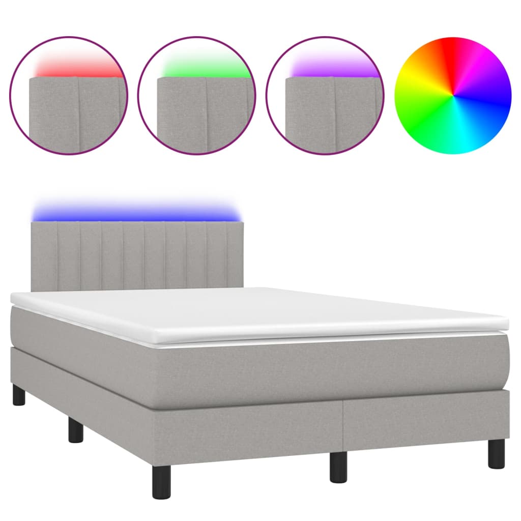 Letto a Molle Materasso e LED Grigio Chiaro 120x200 cm Tessuto - homemem39