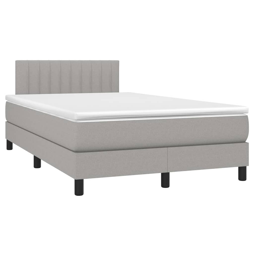 Letto a Molle Materasso e LED Grigio Chiaro 120x200 cm Tessuto - homemem39