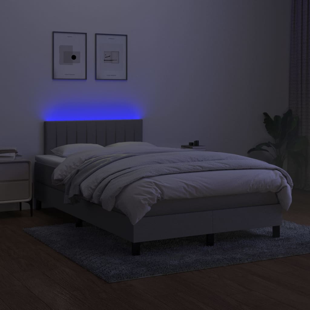 Letto a Molle Materasso e LED Grigio Chiaro 120x200 cm Tessuto - homemem39