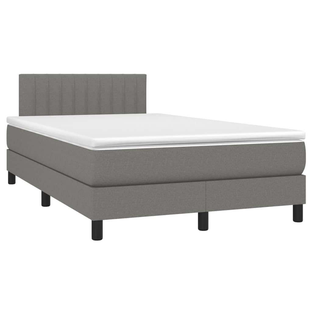 Letto a Molle Materasso e LED Grigio Scuro 120x200cm in Tessuto - homemem39