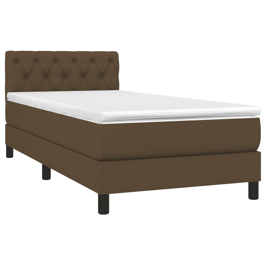 Letto a Molle Materasso e LED Marrone Scuro 80x200cm in Tessuto - homemem39