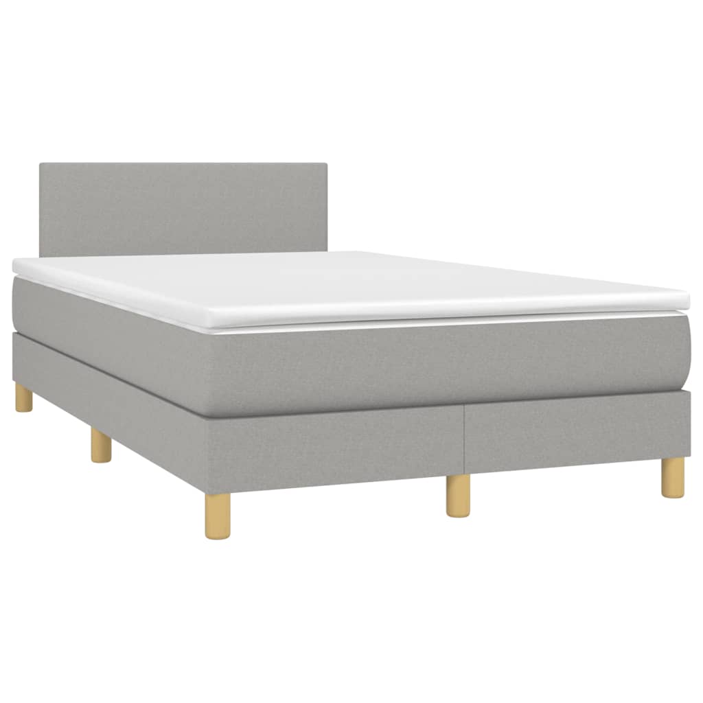 Letto a Molle Materasso e LED Grigio Chiaro 120x200 cm Tessuto - homemem39