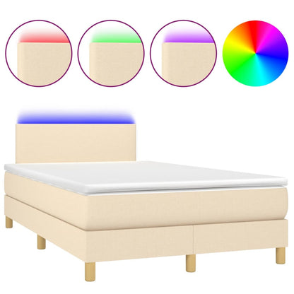 Letto a Molle con Materasso e LED Crema 120x200cm in Tessuto - homemem39