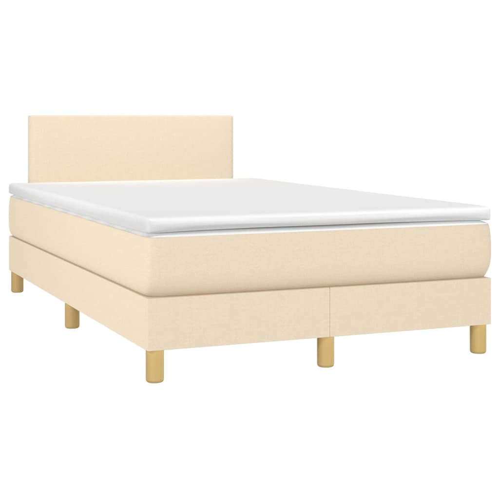 Letto a Molle con Materasso e LED Crema 120x200cm in Tessuto - homemem39