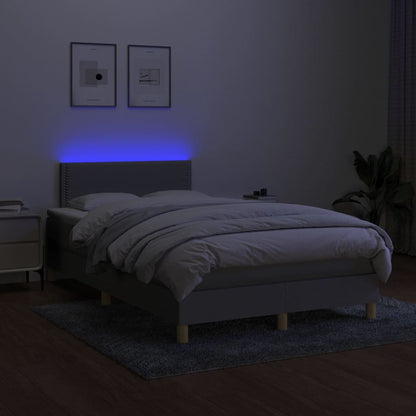 Letto a Molle Materasso e LED Grigio Chiaro 120x200 cm Tessuto - homemem39