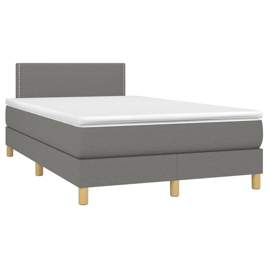 Letto a Molle Materasso e LED Grigio Scuro 120x200cm in Tessuto - homemem39