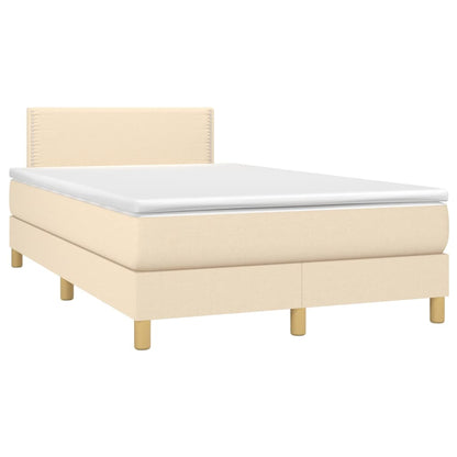 Letto a Molle con Materasso e LED Crema 120x200cm in Tessuto - homemem39