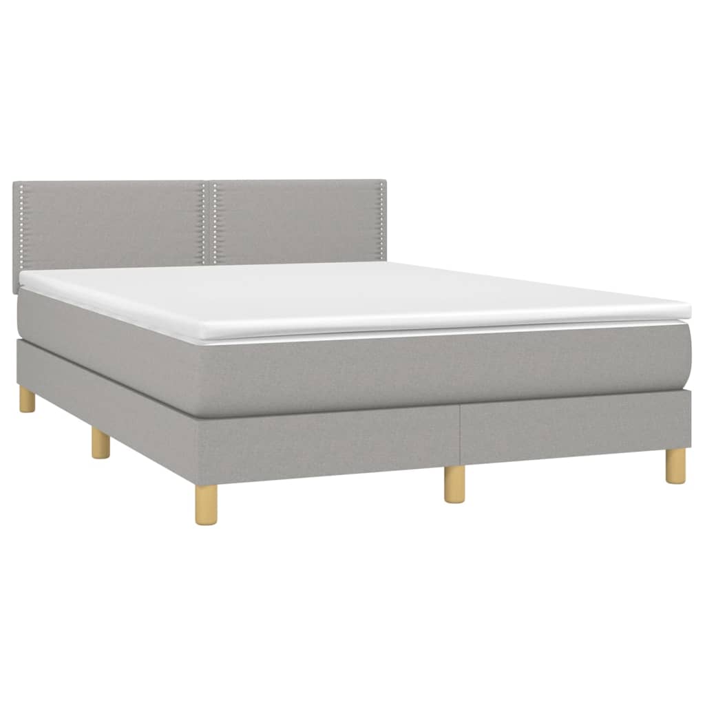 Letto a Molle Materasso e LED Grigio Chiaro 140x190 cm Tessuto - homemem39