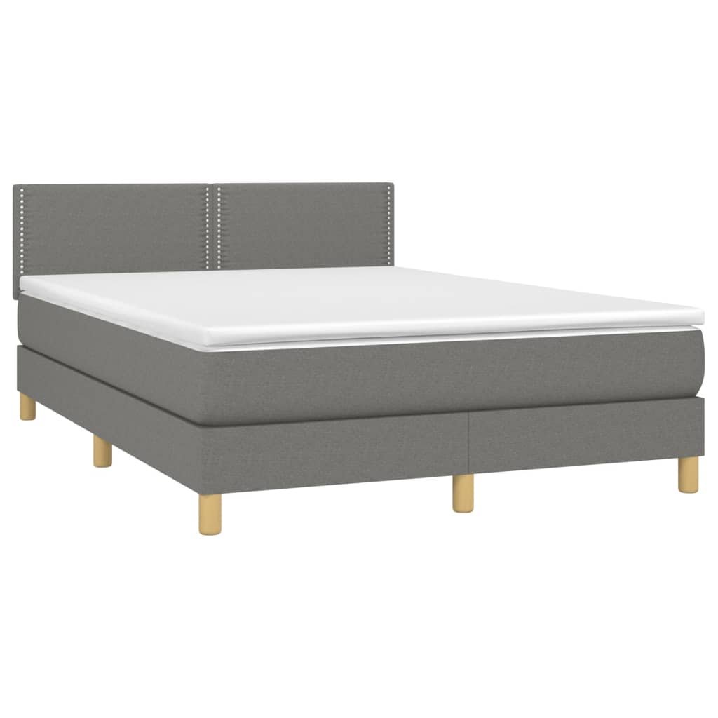 Letto a Molle Materasso e LED Grigio Scuro 140x190cm in Tessuto - homemem39