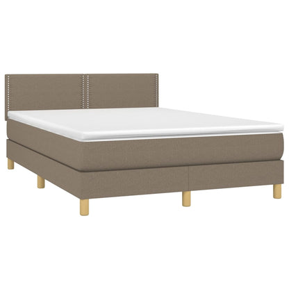 Letto a Molle con Materasso e LED Tortora 140x190 cm in Tessuto - homemem39