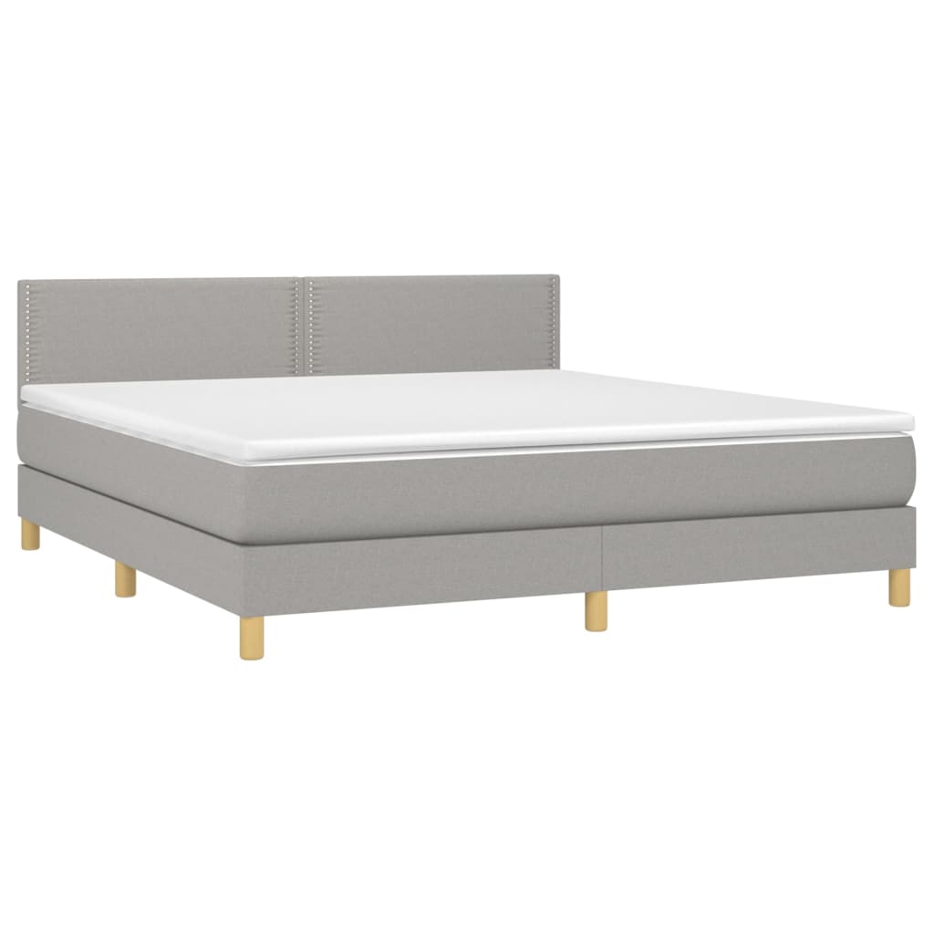 Letto a Molle Materasso e LED Grigio Chiaro 160x200 cm Tessuto - homemem39