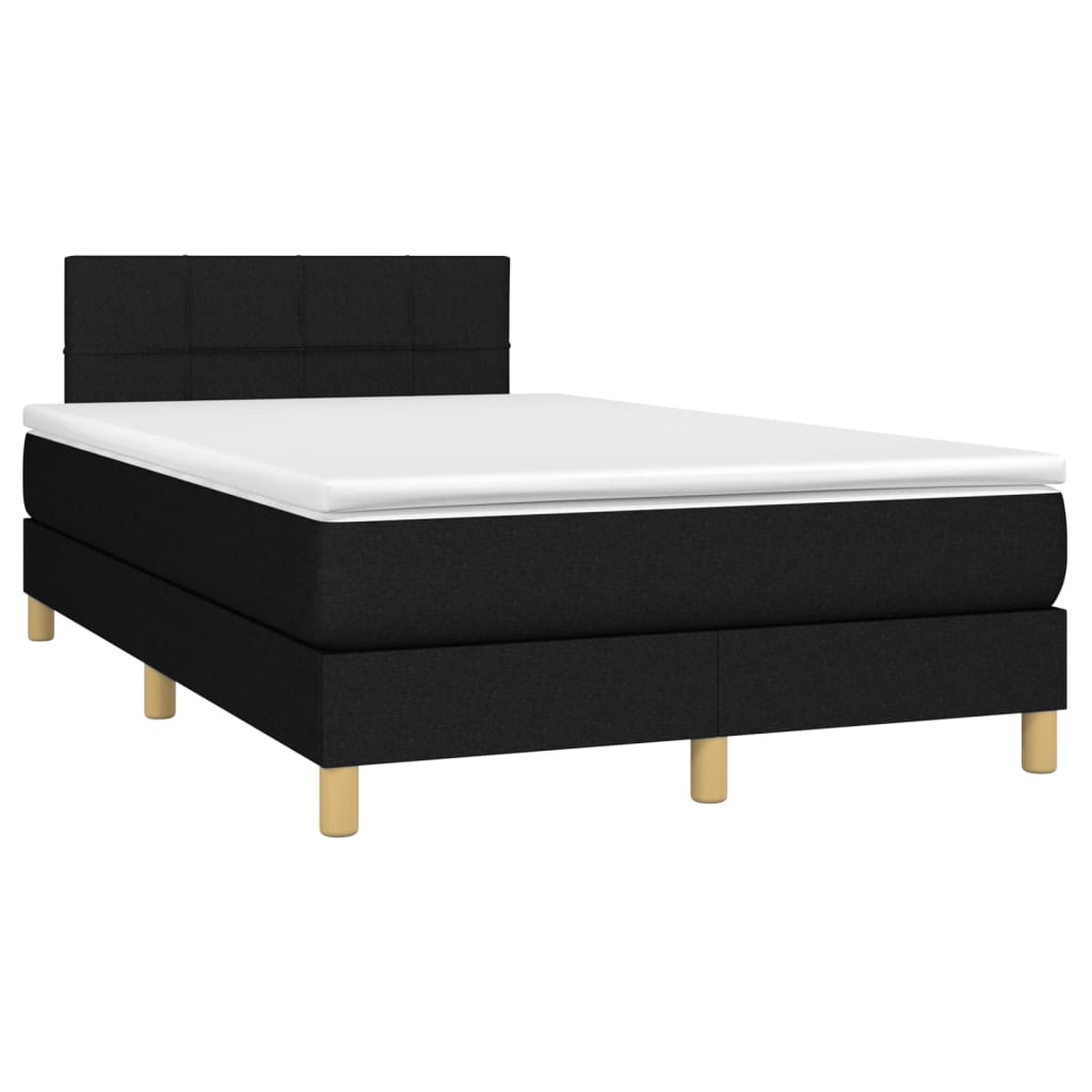 Letto a Molle con Materasso e LED Nero 120x200cm in Tessuto - homemem39