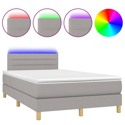 Letto a Molle Materasso e LED Grigio Chiaro 120x200 cm Tessuto - homemem39