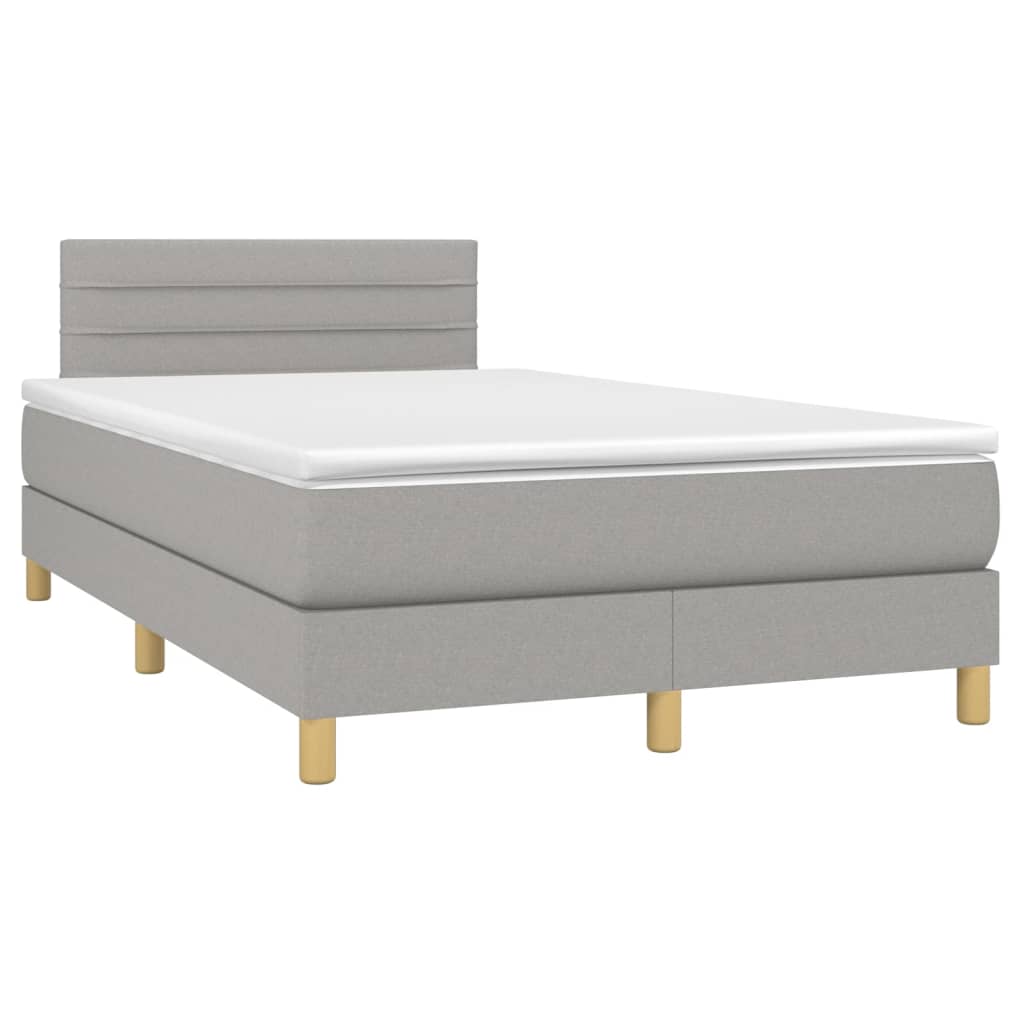 Letto a Molle Materasso e LED Grigio Chiaro 120x200 cm Tessuto - homemem39