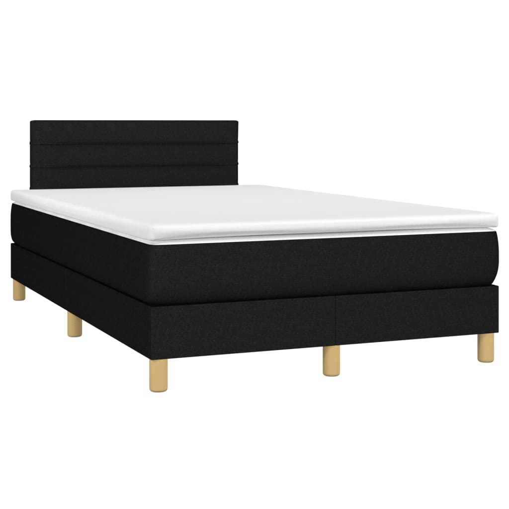 Letto a Molle con Materasso e LED Nero 120x200cm in Tessuto - homemem39