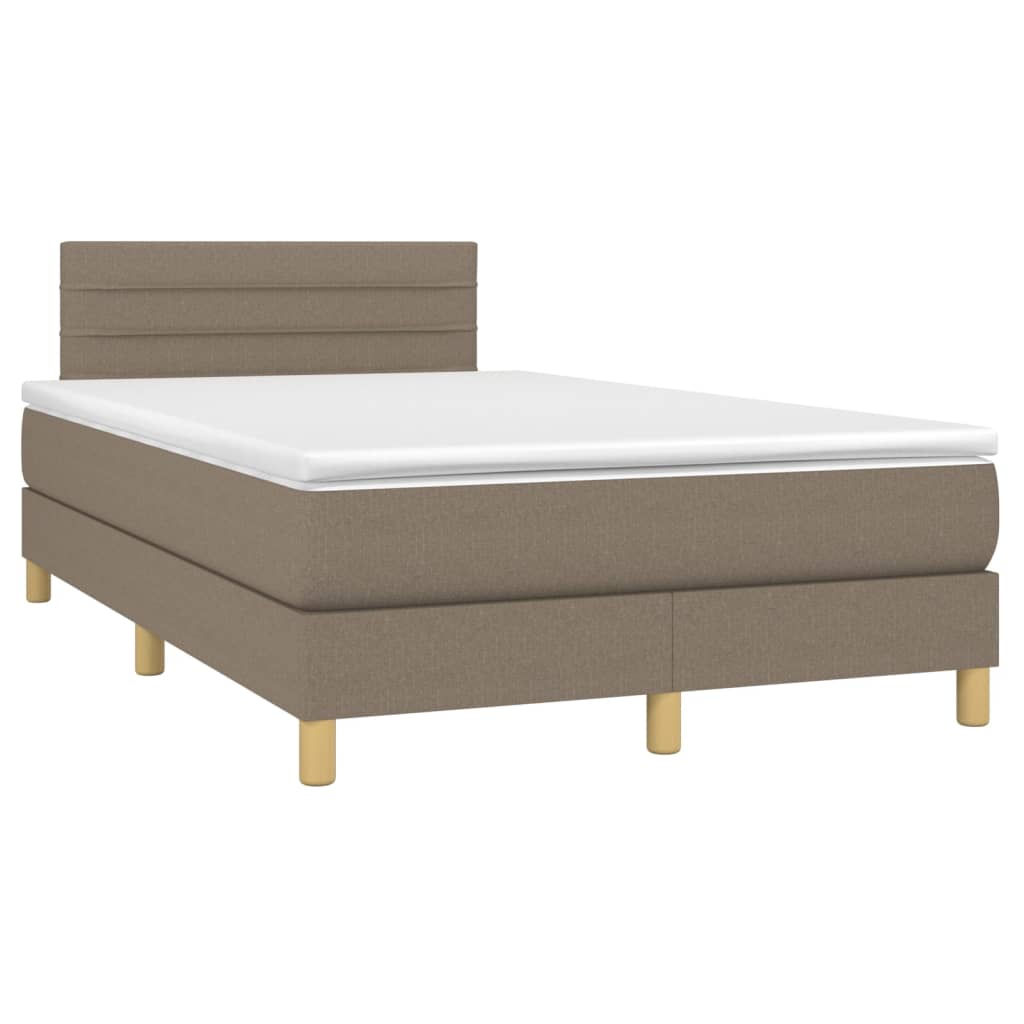 Letto a Molle con Materasso e LED Tortora 120x200cm in Tessuto - homemem39